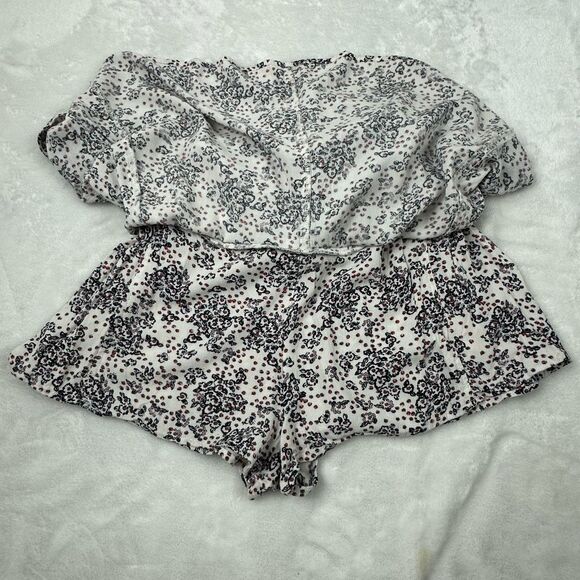 Free People Women's Size S Mini Skirt Skort Micro Floral Smocked Waist White - Picture 5 of 10